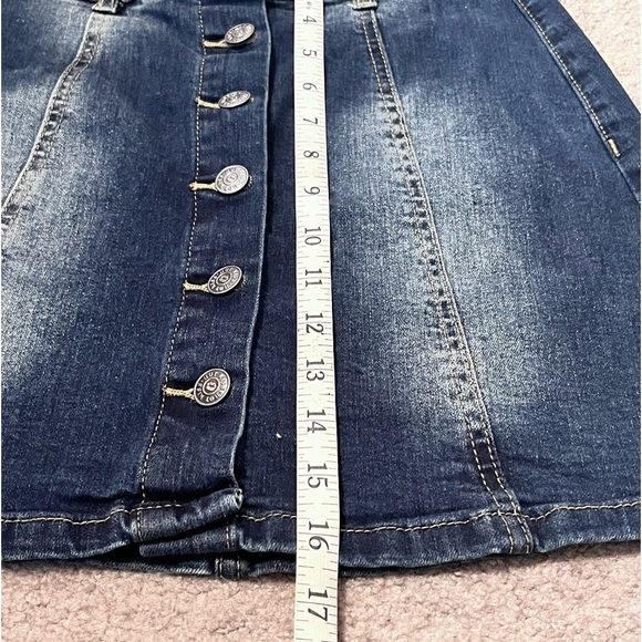 Women’s Blue Denim Mini Skirt with Button Closure - Picture 7 of 8